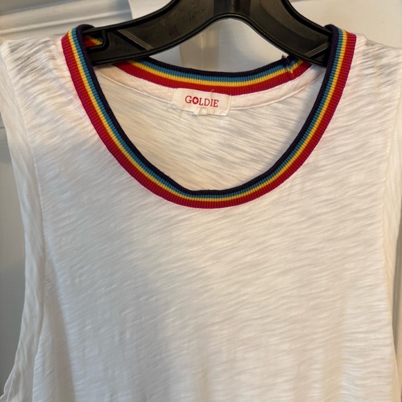 Goldie women’s Rainbow Ringer Sleeveless Top Tank Shirt Size Small - Picture 4 of 11